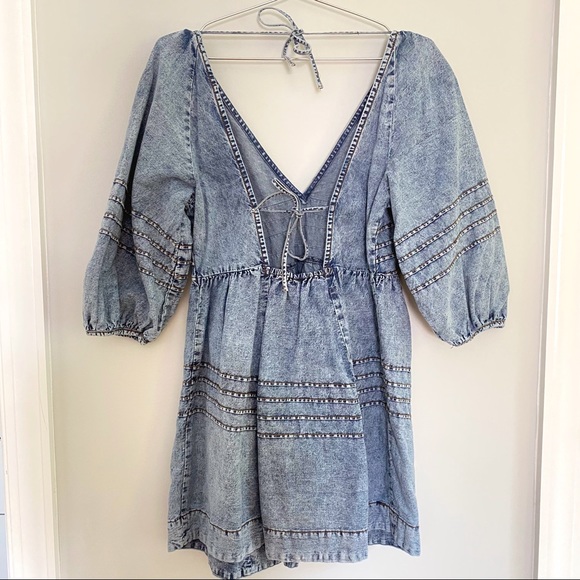 Free People Sweet Surrender Denim Mini Dress | New Without Tag - Picture 12 of 13